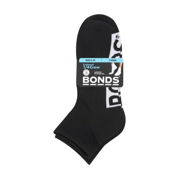 Bonds Mens 1/4 Crew Socks Size 11-14 | 3 pack Main image