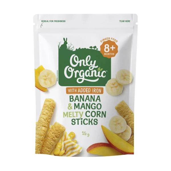 Only Organic 8 Months+ Banana & Mango Corn Sticks | 15g