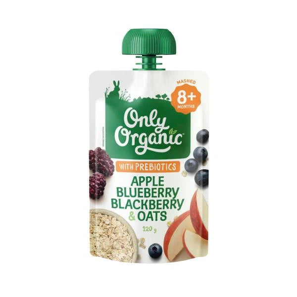 Only Organic Apple Blueberry Blackberry Oat Prebiotics 8+ Months | 120g