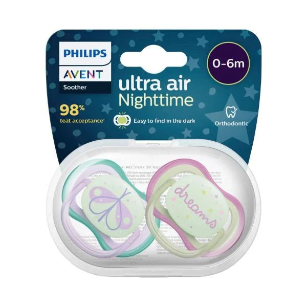 Philips Avent Soother Air Nighttime Mix Bpa Free 0-6 Months | 2 Pack