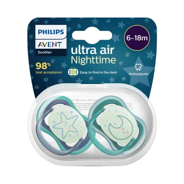 Philips Avent Soother Air Nighttime Mix Bpa Free 6-18 Months | 2 Pack