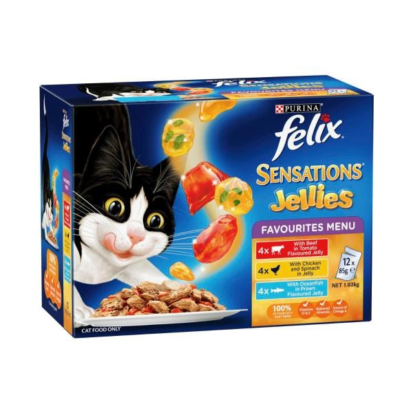 Felix Sensations Jellies Favourites Menu Cat Food 12x85g | 12 pack